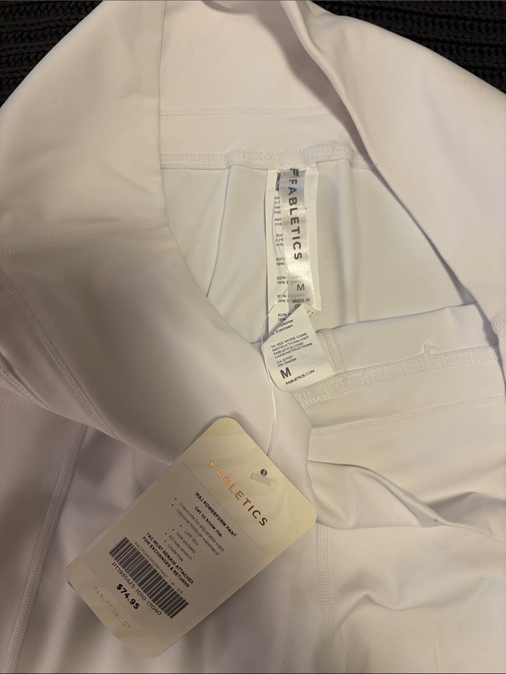 Fabletics White High-Waist Leggings/jogger with waistband Tie - Picture 7 of 9